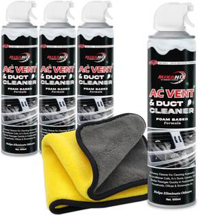 BRXR Car AC Vent & Duct Cleaner Odour Neutralizer Foam Spray With Microfiber Cloth For Vehicle Interior Cleaner & Home AC Pack Of 4 Vehicle Interior Cleaner