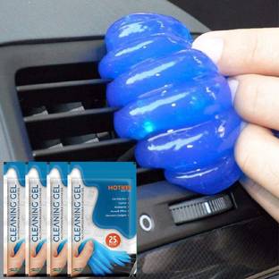 HOTKEI (100gm X 4 Packet Blue) Multipurpose Perfumed Scented Blue Car Ac Vent Interior Dashboard Dust Dirt Cleaning Cleaner Slime Slimy Gel Jelly Putty Kit For Car Keyboard Laptop PC Electronic Gadgets Products Cleaning Kit Car Dust Cleaner Cleaning Gel For Car Interior Vehicle Interior Cleaner