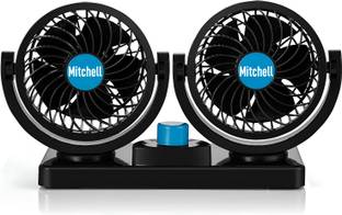 Wagzo Mitchell 12V Car Dashboard Double Head Fan 360° Rotatable 2 Speed Cooling Fan Car Interior Fan