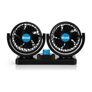Wagzo Mitchell 12V Car Dashboard Double Head Fan 360° Rotatable 2 Speed Cooling Fan Car Interior Fan