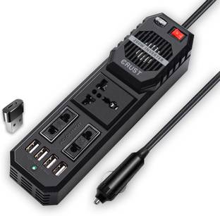 Crust N80 Car Power Inverter Laptop Charger 3 AC Outlets & 4 USB Ports, 200W Car Inverter
