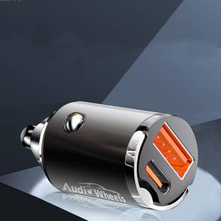 Audio Wheels 130W Dual Port PD & USB QC 3.0 Car Charger Socket Fast Charging for Smartphones Car Laptop Charger
