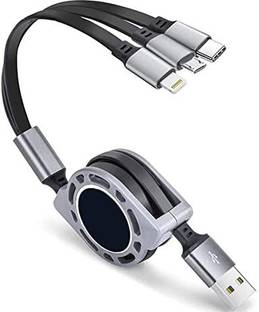 CARWORLD Multi Retractable Fast Charger Cable USB Cord with Phone/Type C/Micro(Pack of 1) Car Laptop Charger
