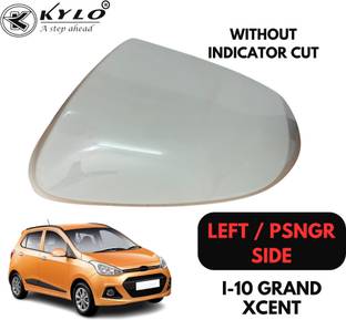 KYLO Side Mirror cover for i10 grand with indicator hole (Leftside, white) Plastic Car Mirror Cover