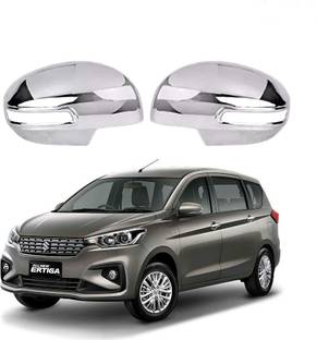 Bubu Car silver Plated chrome side mirror cover for Maruti Ertiga Car (2018-2021) Borosilicate Glass Car Mirror Cover