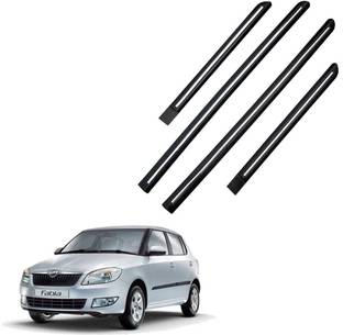 TECHMOZ SKODA FABIA CAR DOOR SIDE BEADING WITH BLACK COLOUR CHROME LINE SET OF 4 PCS Car Beading Roll For Door