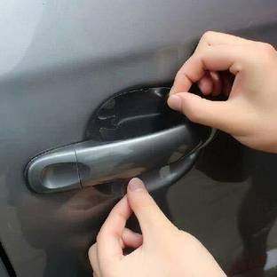 SK STORE 3D Car Door Invisible Handle Cup Scratch Guard Sticker for Toyota Innova Car Pet Door Protector