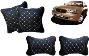 AUTO PEARL Black, White Leatherite Car Pillow Cushion for Maruti Suzuki