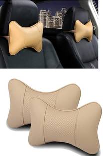 Edylinn Beige Leatherite, Leather Car Pillow Cushion for Universal For Car