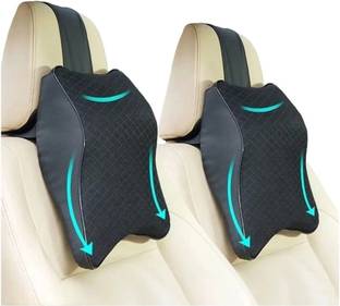 QUBE Lifestyle Black Leather Car Pillow Cushion for Universal For Car