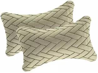 AdroitZ Beige Leatherite Car Pillow Cushion for Universal For Car