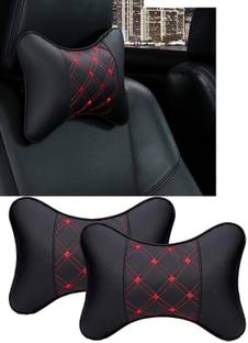 Edylinn Black, Red Leather, Leatherite Car Pillow Cushion for Universal For Car