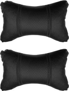 AutoKraftZ Black Leatherite Car Pillow Cushion for Universal For Car