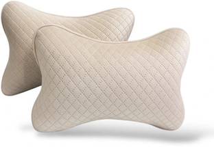 FAMEXON Beige Velvet Car Pillow Cushion for Tata