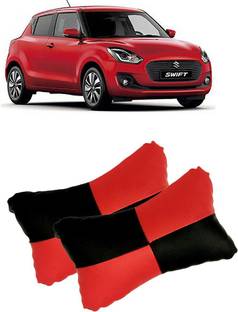 SHOOLIN Black, Red Leatherite Car Pillow Cushion for Maruti Suzuki