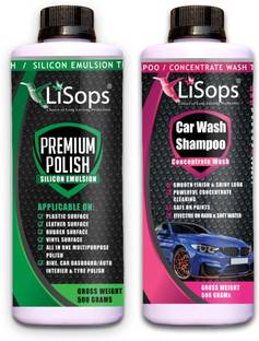 LiSops Liquid Car Polish for Dashboard, Leather, Tyres, Exterior, Headlight, Bumper