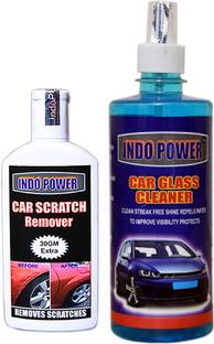 INDOPOWER CAR GLASS CLEANER 500ml+ Scratch Remover 100gm. Car Washing Liquid