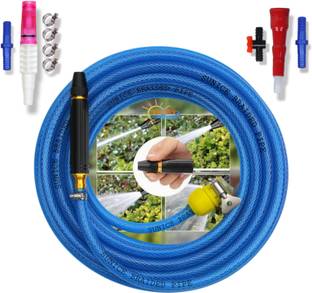 SUNICE 10 Meter Braided Blue Hose Pipe (Diameter:12 mm,½’’,0.5Inch) with Accessories Spray Gun