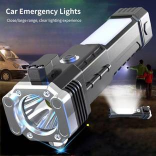 ASRYD Multifunction Rechargeable Flashlight Seatbelt Cutter inbuilt Power bank Car Safety Hammer