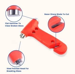 Ashish Enterprises 2 In 1 Car Window Breaker And Seat Belt Cutter Safety Hammer 150 Car Safety Hammer