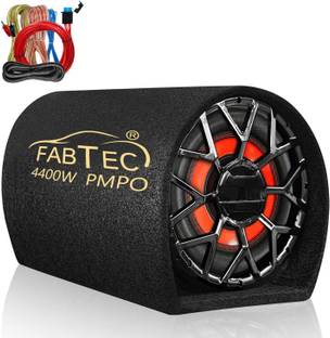 FABTEC 8 Inch Grey Car Bass Tube Subwoofer with Inbuilt Amplifier Plug & Play Bass Tube Powerful Audio & Deep Bass with Amplifier Wire Kit Subwoofer