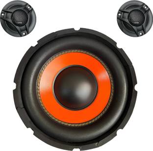 Powerlink 10 Inch Subwoofer Imported Orange SPL Foam – 400W Peak RMS Power/4-Ohm /1.5-Inch Copper Coil / 120mm Single Magnet (With-2 Tweeters) Subwoofer