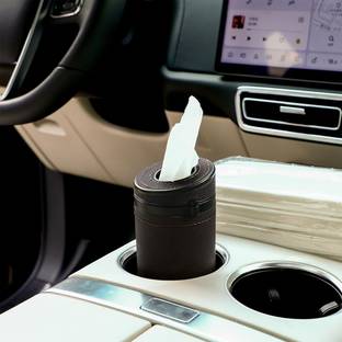Zibuyu Car Tissue Paper Holder Cylinder 2.75 PU Leather Vehicle Tissue Dispenser