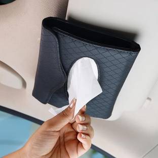 Robustt Car Sun Visor Textured Tissue Box Paper Napkin Holder - Pack of 1 (Black) Vehicle Tissue Dispenser