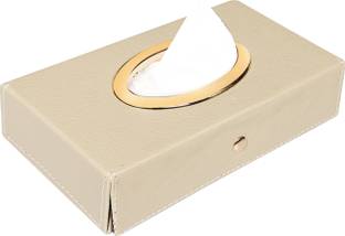 Auto Hub Beige Tissue Box Leatherette Vehicle Tissue Dispenser
