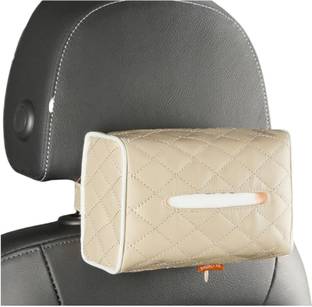 Augen Pu Leather Tissue Box Holder Rectangular Dispenser for Car Home Office Beige Vehicle Tissue Dispenser