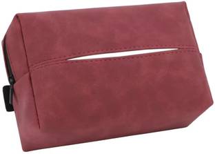 Robustt PU Leather Tissue Paper Organizer - Maroon (Pack of 1) Vehicle Tissue Dispenser