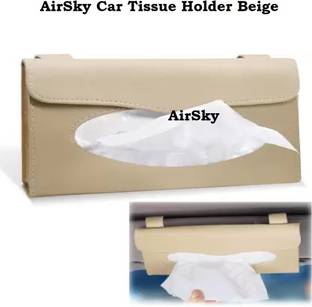 AIRSKY Car Tissue Holder Beige Use in Backseat & Sun Visor Tissue Holder For All Car Vehicle Tissue Dispenser