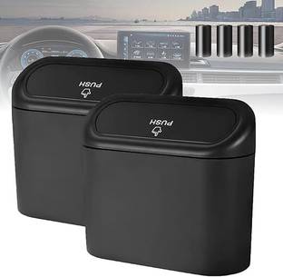 MOKIRIA Car Trash Can, 2Pack Mini Car Bin with Lid 4 Trash Bag, Cute Car Accessories Car Trash Bin Bag
