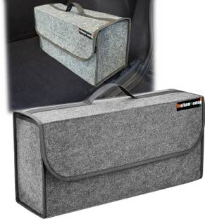 WolkomHome Car Boot Organiser, Grey Felt Storage Box with Handle Trunk Organizer