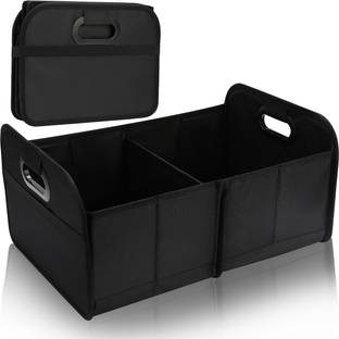 Zorbes Foldable Dual Compartment Car Trunk Organizer Box Storage Trunk Organizer