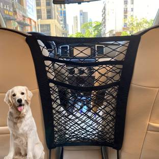 jamunesh 3-Layer Car Mesh Organizer Seat Back Net Bag Barrier Backseat Pet Tissue Holder Roll Bar