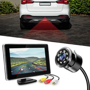 FABTEC 5 Inch Car Dashboard TFT Screen with 8 LED Moving Lines Parking Camera For Cars Black LCD