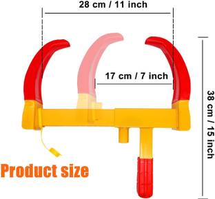 ENEMYT Tyre Lock Clamp Durable Security Wheel Lock with 2 Keys Red & Yellow Wheel Lock