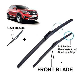 AutoClean FRONT FRAMELESS WIPER & REAR BLADE FOR SELTOS Windshield Wiper