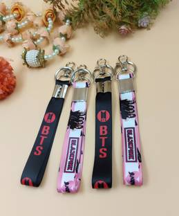 Preili's BTS and PinkBlack Key Ring Chain for Kids Girls Pack of 4 Key Chain