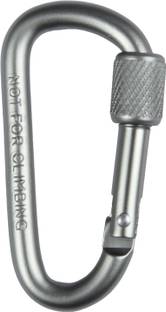 StealODeal Silver Aluminium with Screw Locking Hook Locking Carabiner