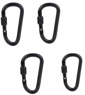 StealODeal Black Aluminium Carabiner Screw Locking Clip Hook Keychain Buckle for Outdoor Locking Carabiner