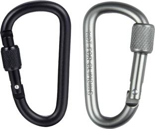 StealODeal Sliver Aluminium D Shaped Hook(Combo of 2) Locking Carabiner