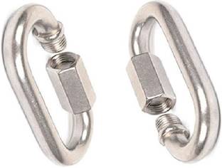 Rarehaunt 8 mm Heavy SS Carabiner Screw Swing Snap Hook Multipurpose Connector Sports 2 Pc Locking Carabiner