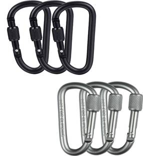 StealODeal Sliver Aluminium D Shaped Hook(Combo of 6) Locking Carabiner