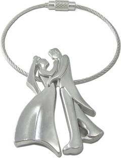 GESTIONE Couple Key Ring | Metallic Romantic Silver Keychain Key Chain