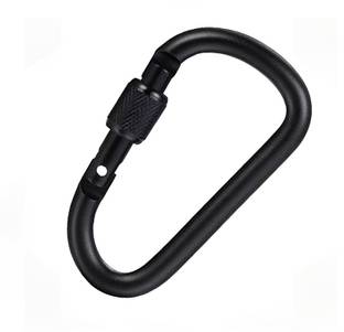 StealODeal Black Aluminium Carabiner Screw Locking Clip Hook Keychain Buckle for Outdoor Locking Carabiner