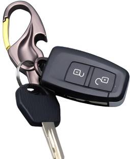 Dyme Durable Steel Carabiner Keychain, KeyRing with Bottle Opener two round hooks Locking Carabiner