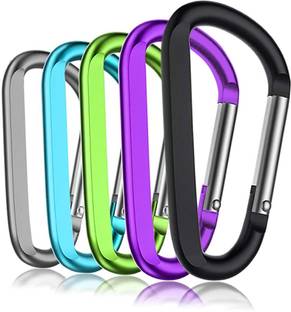 Qpets 6pcs D-Ring Carabiner Clip, Heavy Duty Aluminum Alloy Carabiner Clip Keychain Key Chain