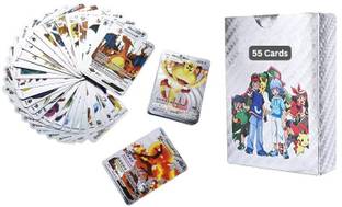 Naama 55 PCS Pokemon Cards, Silver Foil Card, Assorted Cards Deck Box - V Series Cards